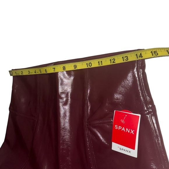 SPANXshape Women's Faux Patent Leather Leggings Burgundy Ruby High Rise L NWT - Picture 8 of 16